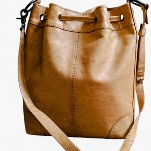 FRYE Tan Leather Beautiful Bucket Bag